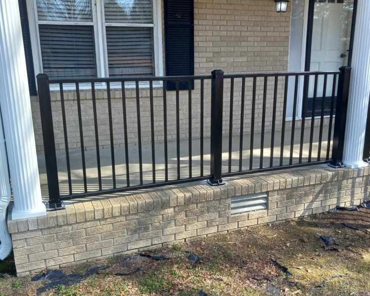 Black porch railing.